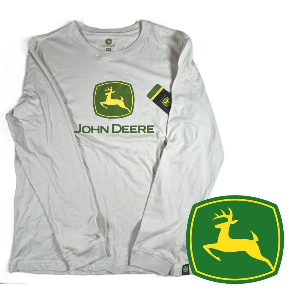 John Deere Cream Long Sleeve Classic Core Men's Tee